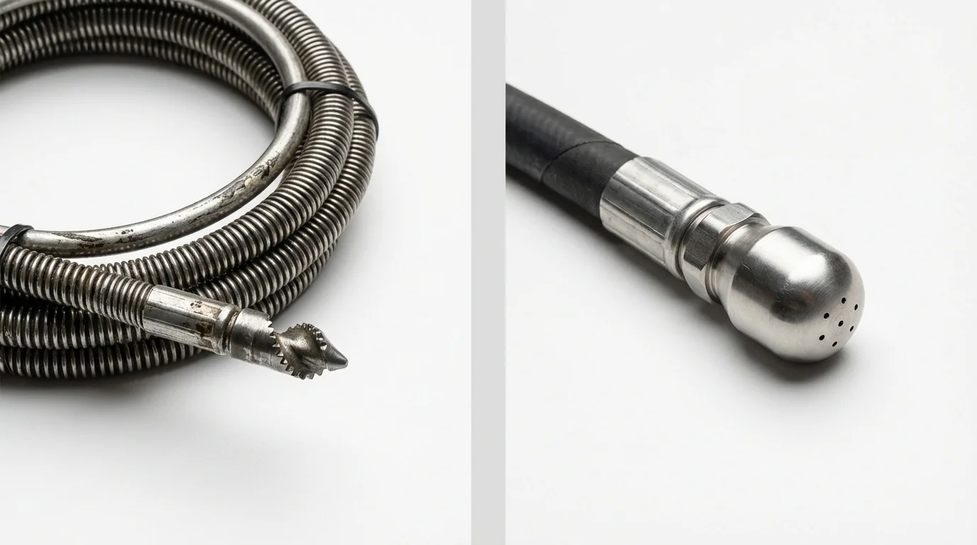 Drain snake cable and hydro jetting nozzle used for drain cleaning in Newellton, LA