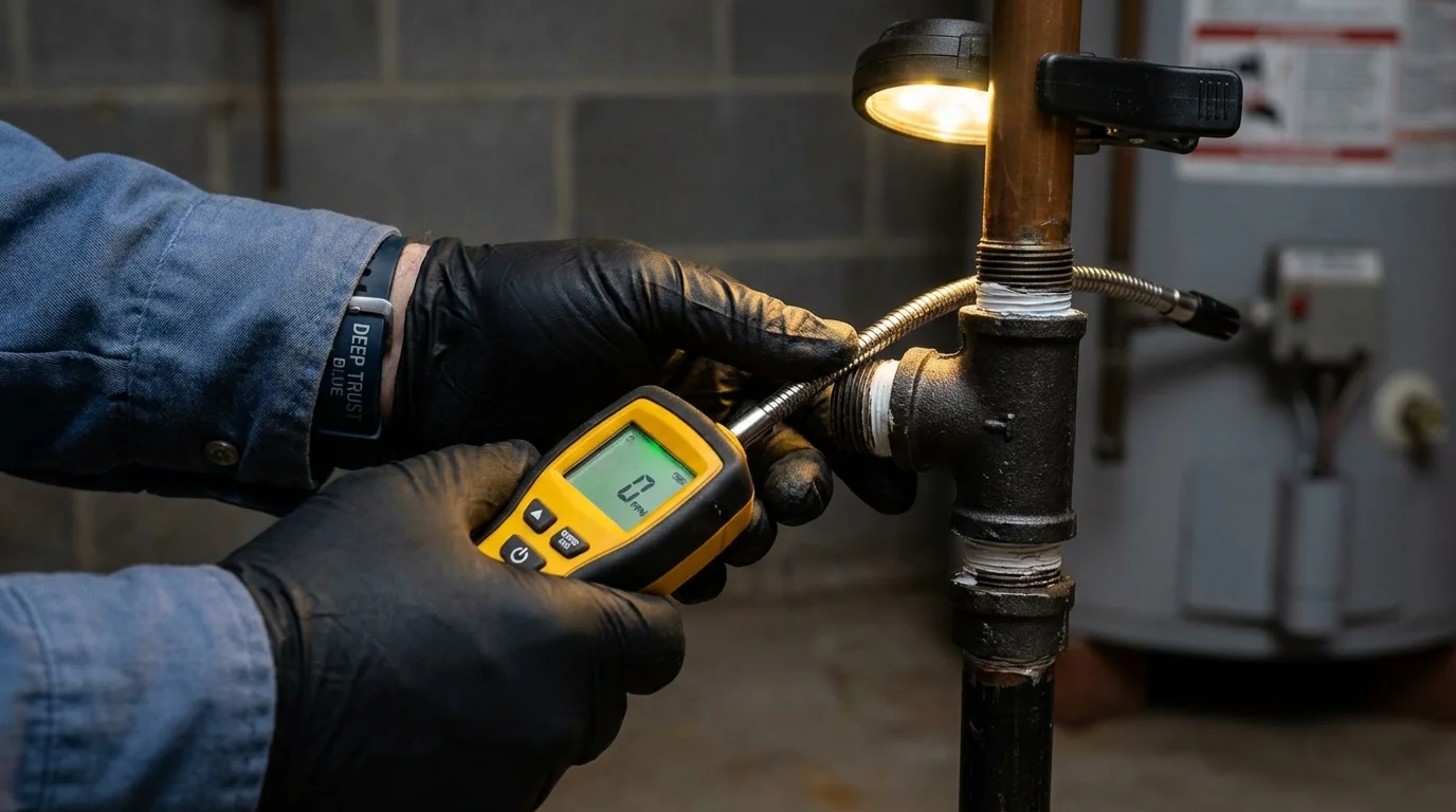 Gas leak detection with electronic sniffer by Johns Plumbing LLC in Newellton