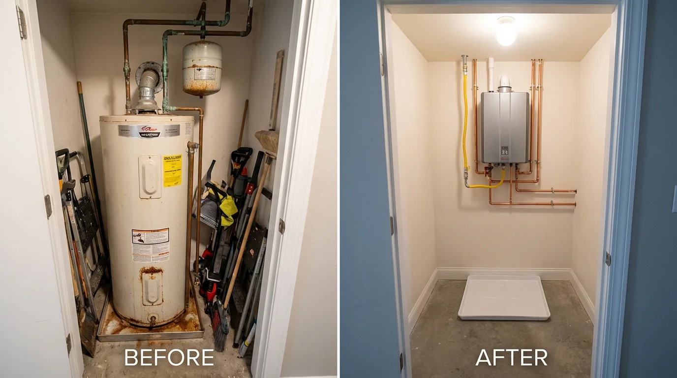 Tank water heater versus wall-mounted tankless unit comparison for Newellton, LA homeowners