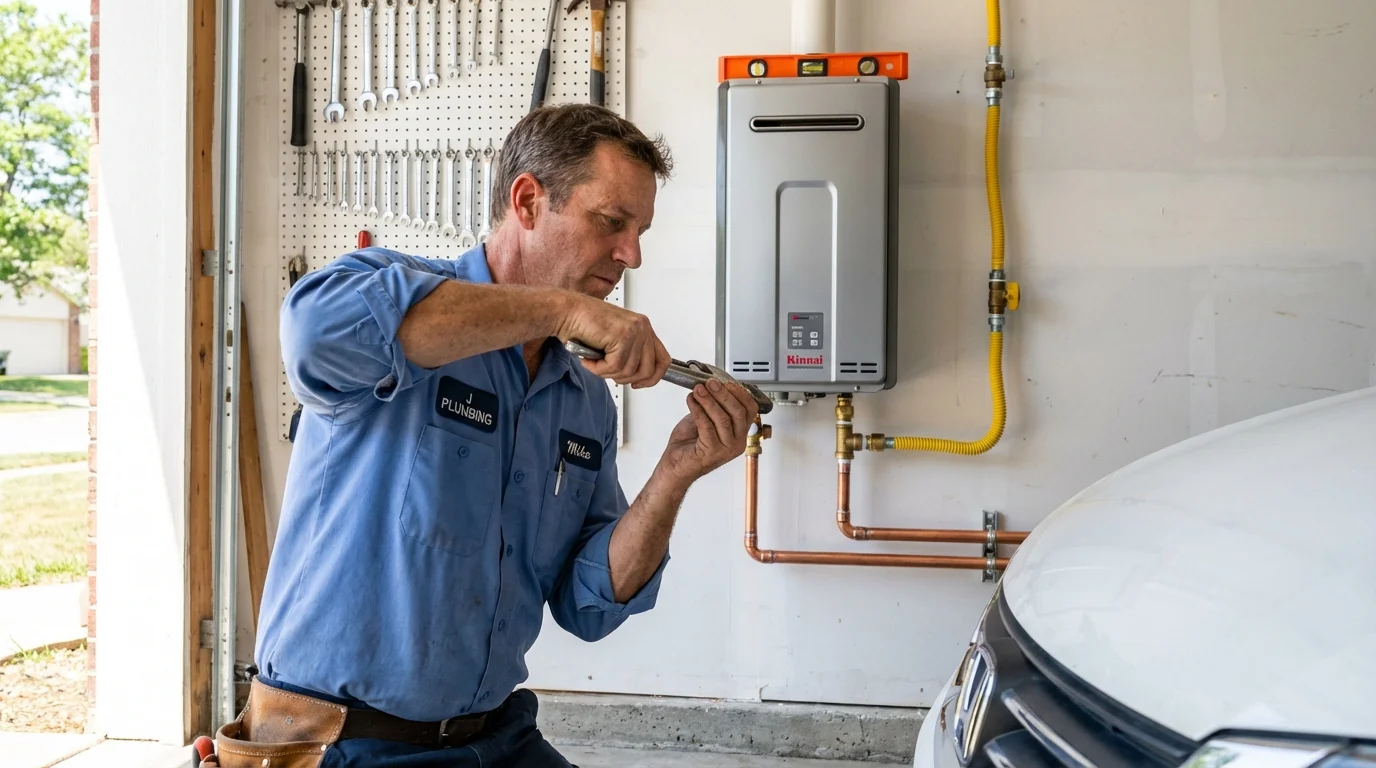 Tankless water heater installation by a Johns Plumbing LLC plumber in Newellton